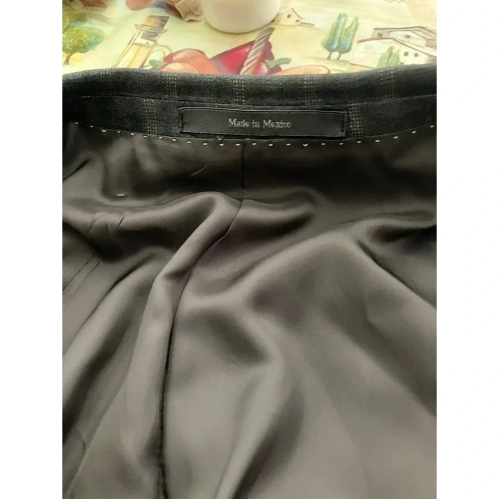 VTG Ermengildo Zegna 52R Plaid Striped Grey Blazer Mexico Rayon Mafia Mobster